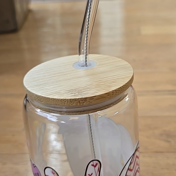 Dimple - Handmade PeaceGlass Cup 16oz. With Lid, Glass Straw, and straw cleaner. - Picture 10 of 10